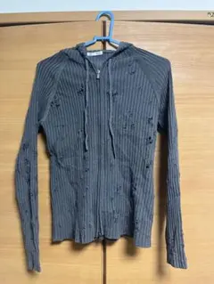 完売品！　GU リブニットダブルジップパーカー　リメイク品