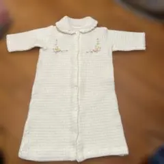 ホワイト 花刺繍 ツーウェイ・ドレスオール (手作り)