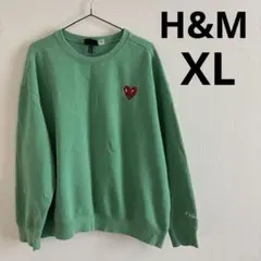 週末限定価格　H&M　エイチアンドエム　グリーン　トレーナー　裏起毛 XL