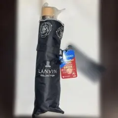 新品タグ付　ランバン　黒　ローズ柄　1級遮光　晴雨兼用折り畳み傘のサムネイル