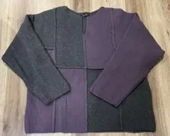 ジーナシス オーバーサイズ ニット パープル グレー