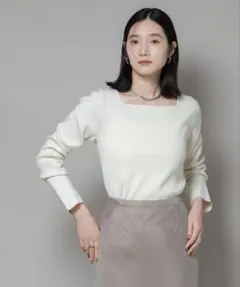 12/1処分ナノユニバース　スクエア&ボートネック前後2wayニットプルオーバー