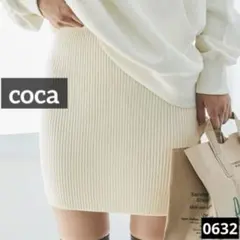 0632 coca リブニットミニスカート アイボリー
