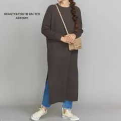 BEAUTY&YOUTH サイドスリットマキシニットワンピース