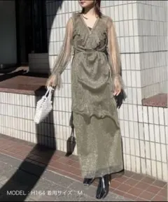 アメリ　ameri GLITTER FRILL COLLAR DRESS 結婚式 アメリ ameri GLITTER FRILL COLLAR DRESS 結婚式 - メルカリ