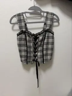 axes femme POETIQUEチェックビスチェ Mアクシーズファム