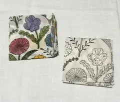 鹿児島睦　ハンカチ　2枚セット　カラー　モノクロ　木版プリント