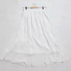 チャームベリテック ロングスカート ホワイト 【M】 春夏 透け感 上品 清楚のサムネイル