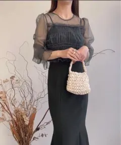 JUNOAH チュールトップス キャミワンピースセット オケージョン フォーマル