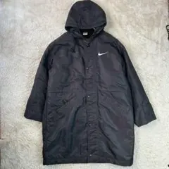 【希少】NIKE ナイキ スウッシュ刺繍 ベンチコート ロングコート ブラックL