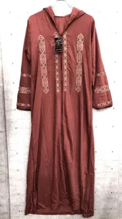 タグ付デッド品 中東インポート ハイエレガンス 民族刺繍フード付マキシワンピース