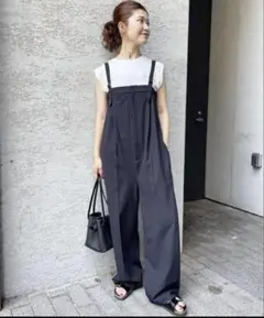 【美品】spick&span ベアオールインワン ブラック Spick＆Span オールインワン ストライプベアオールインワン