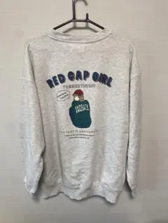 RED CAP GIRL バックプリント トレーナー グレー M