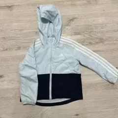 adidas フード付きジャケット 120cm 水色/黒