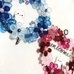 シマエナガの2連リース　ワイヤークラフト　プラ板