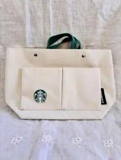 2025福袋スターバックス エコバッグ クリーム色 ポケット付き