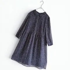 UNIQLO ユニクロ シフォンプリント 花柄ワンピース ネイビー Mサイズ