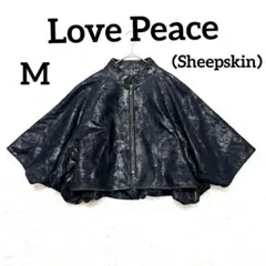 【ラブアンドピース】シープスキンポンチョコート　M　ブラック　黒　羊革