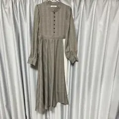 archives チェック柄 長袖ワンピース