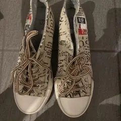 文字プリント 厚底スニーカー