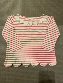 赤と白のストライプ 長袖Tシャツ