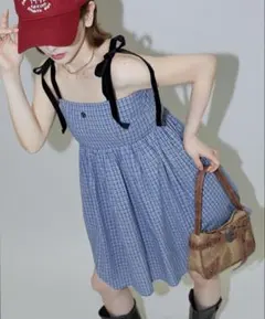 タグ付 PUBLUX MARY QUANT ベロアリボン ミニ キャミワンピース