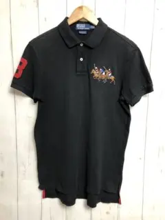 POLO ラルフローレン ポロシャツ 黒 ブラック　L 刺繍ロゴ