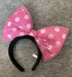 ディズニー　カチューシャ　ミニー　デカリボン　水玉　ピンク　ドット　ビッグリボン