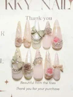 ワンホンネイルチップ 韓国 フレンチガーリー シズニルック キラキラ スナ系