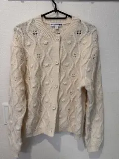 ユニクロ　ニットカーディガン アイボリー ケーブル編み　Mサイズ