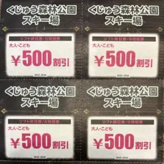 くじゅう森林公園スキー場　リフト500円割引券　4枚セット