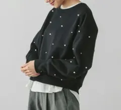 タグ付き　グローバルワーク　乾きやすい起毛ビジュー　ブラック　L