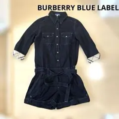 バーバリーブルーレーベル オールインワン サロペット　黒　38 ノバチェック