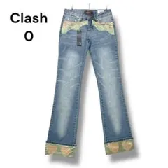 新品　クラッシュ　デニム　ジーンズ　０　スキニー　ストレッチ　レース　ブルー