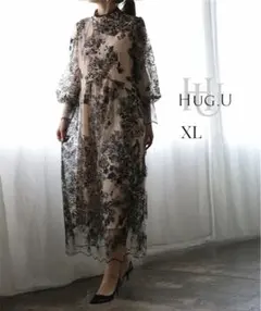 極美品✨️XL HAG.U お呼ばれドレス スパンコール チュールワンピース