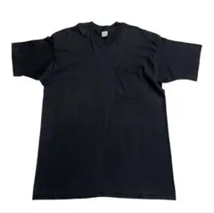 80s USA製 無地 ポケット Tシャツ 46-48 黒 ビンテージ ポケT