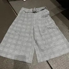 140cm 白黒チェック ワイドパンツ