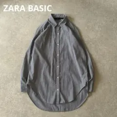 ザラベーシック ZARA BASIC ギンガムチェック ロング ブラウス