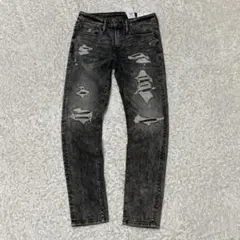 新品　American Eagle ブラックデニム　スキニーデニム ダメージ加工のサムネイル