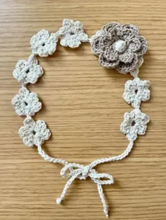 ハンドメイド　ベビーヘアバンド　お花　ブラウン