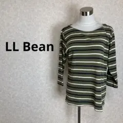 LL Bean ロンT ボーダー　Lサイズ　長袖　緑　白　ニット