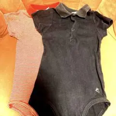 プチバトー　ロンパース　半袖　ポロシャツ　24m 86cm ２枚セット　ボーダー