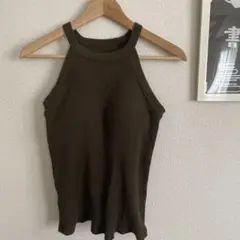 ユニクロ ホルターネックブラタンクトップ XL ブラトップ カーキ