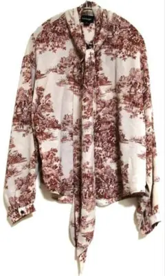メラーンジュ　トワルドジュイ柄ボウタイシャツ　長袖　レトロのサムネイル