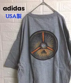 adidas Tシャツ　両面プリント　バッグプリント　グレー　2XL