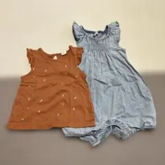 H&M 花柄トップス　GAPデニムロンパースセット