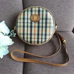 【レトロ当時物】DAKS ダックス ラウンド型ショルダーバッグ ハウスチェック柄