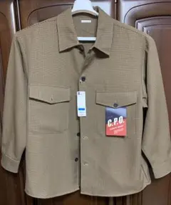 【新品／未使用】 GU ジーユー CPOシャツ (長袖)(チェック) BROWN