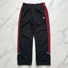 adidas ワイドトラックパンツ M ブラック レッド CLIMALITE