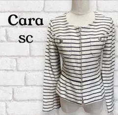 Cara ノーカラージャケット S ボーダー ホワイト系 レディースのサムネイル